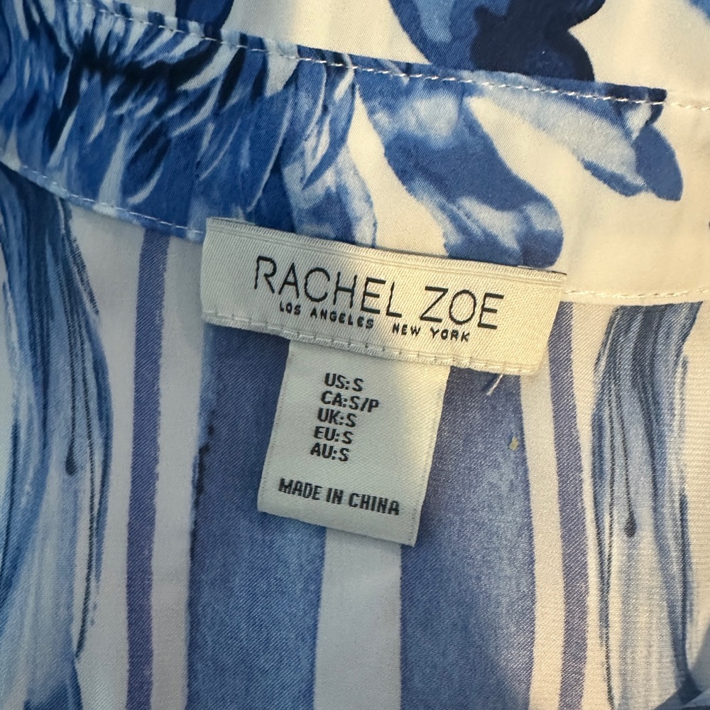 Rachel Zoe Silky Royal/Cream Baroque Floral Print Blouse - Picture 5 of 6
